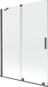 Mexen Velar Kádparaván 2 részes csúszó 130 x 150 cm, átlátszó nano, gun gray s csiszolt- 896-130-000-01-66 Kádparaván