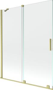 Mexen Velar Kádparaván 2 részes csúszó 140 x 150 cm, átlátszó nano, arany s csiszolt- 896-140-000-01-55 Kádparaván