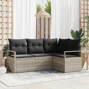 Kanapé Szett 4 pcs Világosszürke polirattan