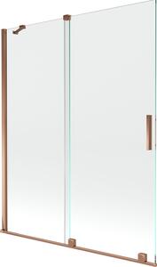 Mexen Velar Kádparaván 2 részes csúszó 140 x 150 cm, átlátszó nano, rózsa arany - 896-140-000-01-60 Kádparaván