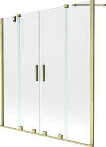 Mexen Velar Duo Kádparaván 2 részes csúszó 140 x 150 cm, átlátszó nano, arany s csiszolt- 896-140-000-02-55 Kádparaván