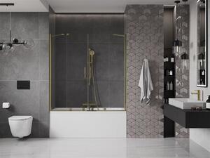 Mexen Velar Duo Kádparaván 2 részes csúszó 140 x 150 cm, átlátszó nano, arany - 896-140-000-02-50 Kádparaván