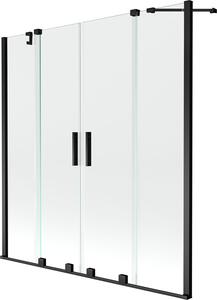Mexen Velar Duo Kádparaván 2 részes csúszó 140 x 150 cm, átlátszó nano, fekete - 896-140-000-02-70 Kádparaván