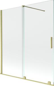 Mexen Velar Kádparaván 2 részes csúszó 150 x 150 cm, átlátszó nano, arany s csiszolt- 896-150-000-01-55 Kádparaván