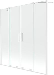Mexen Velar Duo kétszárnyú fürdőkádparaván 140 x 150 cm, átlátszó, fehér - 896-140-000-02-20