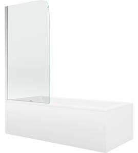Mexen Cubik téglalap alakú kád 150 x 70 cm burkolattal és 1-szárnyú paravánnal 70 cm, átlátszó, króm - 550315070X9007010100