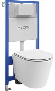 Mexen Rico WC falba alatti szett Fenix Slim kerettel, WC csésze és lassan záródó ülőke, matt fehér - 61030724001
