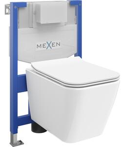 Mexen Cube beépített WC készlet, Fenix XS-F keret WC kagylóval és lassan záródó ülőkével, fényes fehér