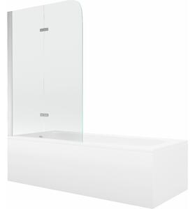 Mexen Vega téglalap alakú kád 160 x 70 cm burkolattal és 2-szárnyas paravánnal 100 cm, átlátszó, króm - 550116070X9010020100