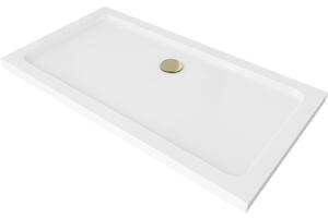 Mexen SLIM - Négyszögletű zuhanytálca 120x70x5cm + arany szifon, fehér, 40107012G