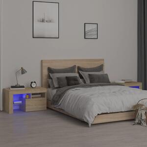 VidaXL 2 db sonoma tölgy színű LED-lámpás éjjeliszekrény 70x36,5x40 cm