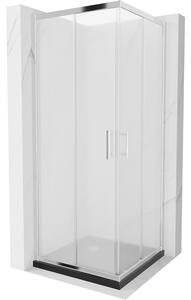 Mexen Rio, szögletes zuhany tolóajtóval 70 (ajtó) x 70 (ajtó) x 190 cm, 5 mm matt üveg, króm profil + fekete SLIM zuhanytálca, 860-070-070-01-30-4070