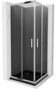 Mexen Rio, szögletes zuhany tolóajtóval 70 (ajtó) x 70 (ajtó) x 190 cm, 5mm szürke üveg, króm profil + fekete SLIM zuhanytálca, 860-070-070-01-40-4070