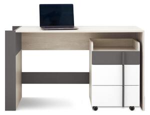 REMAR íróasztal konténerrel, 130x76x55, tölgy Wilton/fehér/antracit