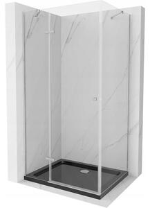 Mexen Roma, zuhanykabin csuklós ajtóval 80 (ajtó) x 100 (fal) cm, 6mm átlátszó üveg, króm profil + vékony zuhanytálca fekete + króm szifon, 854-080-1…