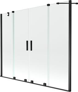 Mexen Velar Duo Kádparaván 2 részes csúszó 180 x 150 cm, átlátszó nano, fekete - 896-180-000-02-70 Kádparaván