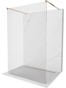 Mexen Kioto, átmenő zuhany paraván 100 x 200 cm, 8mm átlátszó üveg, 2x rose gold stabilizáló távtartó, 800-100-002-60-00