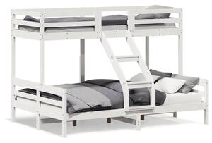 VidaXL fehér tömör fenyőfa emeletes ágy 90 x 200/140 x 200 cm