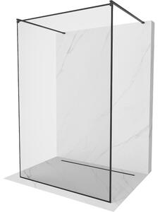 Mexen Kioto, átmenő zuhanyparaván 100 x 200 cm, 8 mm-es üveg tiszta / fekete mintás, 2x fekete stabilizáló távtartó, 800-100-002-70-70