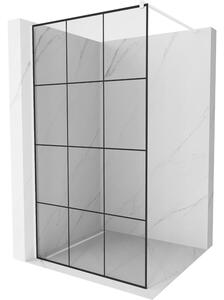Mexen Kioto, Walk-In zuhany paraván 100 x 200 cm, 8mm üveg tiszta / fekete mintás, fehér profil, 800-100-101-20-77