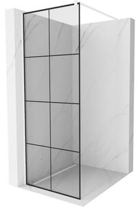 Mexen Kioto, Walk-In zuhany paraván 80 x 200 cm, 8mm üveg tiszta / fekete mintás, fehér profil, 800-080-101-20-77