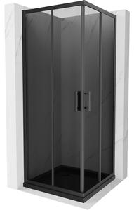 Mexen Rio, szögletes zuhany tolóajtóval 70 (ajtó) x 70 (ajtó) x 190 cm, 5mm szürke üveg, fekete profil + fekete SLIM zuhanytálca, 860-070-070-70-40-4070B