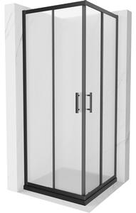 Mexen Rio, négyzet alakú zuhany tolóajtóval 70 (ajtó) x 70 (ajtó) x 190 cm, 5 mm-es matt üveg, fekete profil + fekete SLIM zuhanytál, 860-070-070-70-30-4070B