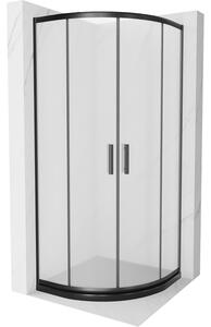 Mexen Rio, szögletes zuhany tolóajtóval 80 (ajtó) x 80 (ajtó) x 190 cm, 5 mm-es matt üveg, fekete profil + fekete SLIM zuhanytálca, 863-080-080-70-30-4170B