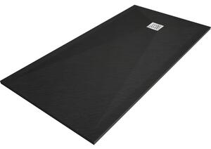 Mexen Stone+, téglalap alakú kád ásványi kompozitból 160 x 80 cm, fekete matt, 44708016