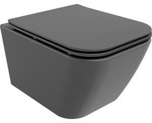 Mexen Madox Rimless WC csésze lassan záródó Slim duroplaszt ülőkével, sötétszürke matt - 30154061