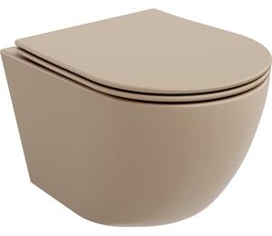 Mexen Lena Rimless WC csésze lassan leereszkedő, slim duroplast üléssel, matt cappuccino - 30224064
