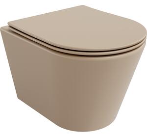Mexen Rico perem nélküli wc csésze leeresztő automatikás ülőkével, duroplast, cappuccino matt - 30724064