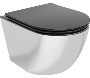 Mexen Lena, függő wc csésze 480x360x355 mm, lassan süllyedő ülőfelülettel, fekete matt - ezüst, 30224074