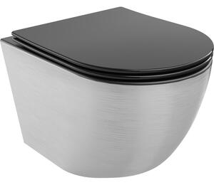 Mexen Lena, függő wc csésze 480x360x355 mm, lassan süllyedő ülőfelülettel, matt fekete - ezüst, 30224073