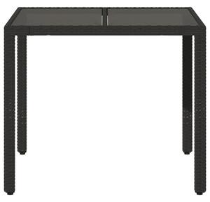 VidaXL - Polyrattan Kerti Asztal - Üveglap - 90x90 cm