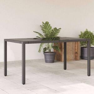 VidaXL Polyrattan Kerti Asztal - Üveglap - 150x90 cm