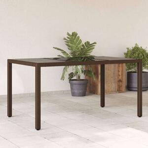 VidaXL Polyrattan Kerti Asztal - Üveglap - Barna - 150x90cm