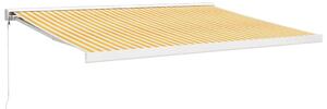 VidaXL sárga-fehér szövet és alumínium behúzható napellenző 4,5 x 3 m