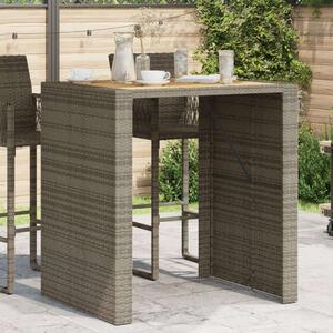 VidaXL szürke polyrattan kerti asztal akácfa lappal 105 x 80 x 110 cm
