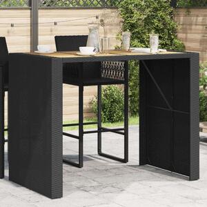 VidaXL fekete polyrattan akácfa lapos kerti asztal 145 x 80 x 110 cm