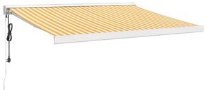 VidaXL sárga-fehér szövet és alumínium behúzható napellenző 3,5x2,5 m