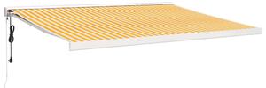 VidaXL sárga-fehér szövet és alumínium behúzható napellenző 4,5 x 3 m