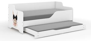 Pat pentru copii LILU cu fata laminata cu saltea 160x80cm si suport lenjerie de pat in interior cu saltea 140x70cm - Mrs. Rabbit