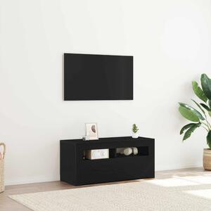 TV szekrény 90 x 35 x 40 cm Fekete tölgy Szerelt Fa