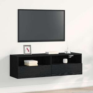 TV Fali Szekrény 100 x 30 x 30 cm Fekete tölgy Szerelt Fa