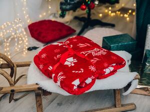 CANDY BELLS karácsonyi piros báránytakaró a mikroplüssből Méret: 160 x 200 cm