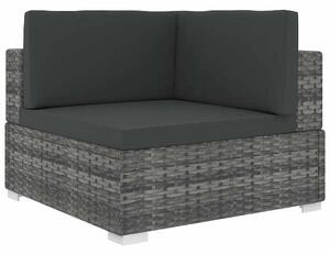 Szürke moduláris polyrattan sarokfotel párnákkal