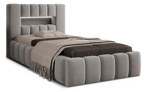 Szürke kárpitozott ágyneműtartós egyszemélyes ágy ágyráccsal 90x200 cm Lamica – ELTAP