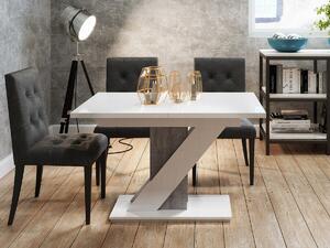 Asztal Goodyear 105, Fényes fehér, Beton, 76x80x120cm, Hosszabbíthatóság, Laminált forgácslap