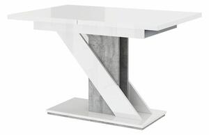 Asztal Goodyear 105, Beton, Fényes fehér, 76x80x120cm, Hosszabbíthatóság, Laminált forgácslap